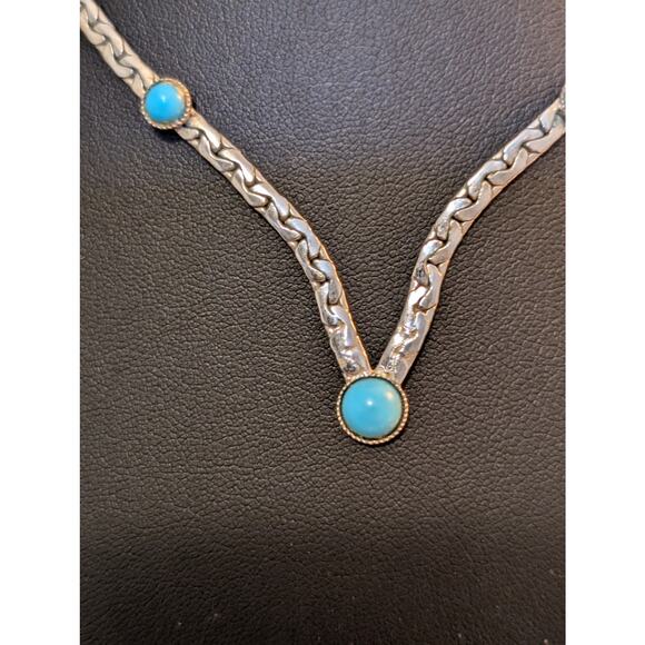Vintage Sarah Coventry Summer Skies Silver Tone & Faux Turquoise Necklace - Picture 2 of 5